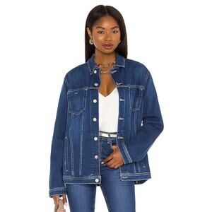 NWT L'Agence Karina Oversized Tucker Jacket Hayward Denim Blue Women's Size XS/S
